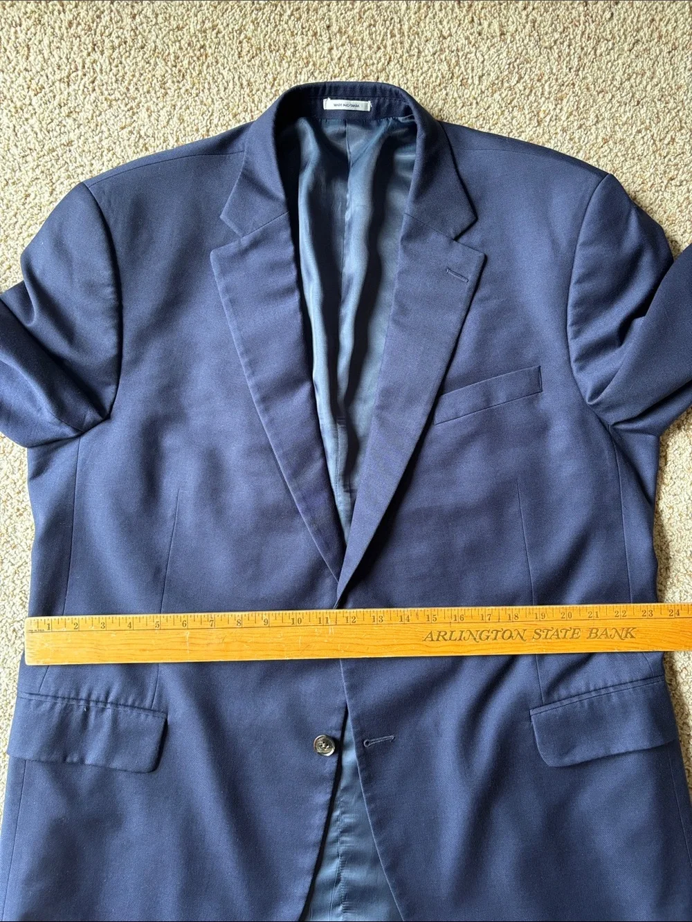 Peter Millar Classic Navy Blue Hopsack Wool 2 Btn Blazer Jacket Coat 48 L Tall